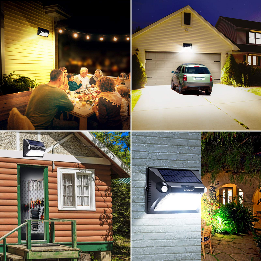 intelamp Solar Flood Lights with Motion Sensor 180° Detection Detachab